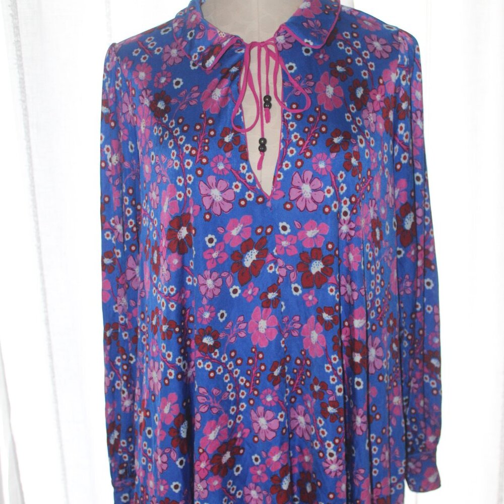 Free People Daisy Jane XS Floral Blue and Pink Dress
